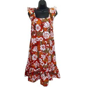 Vintage Royal Hawaiian Tropical Hibiscus Print Sundress Made in Hawaii Sz 6